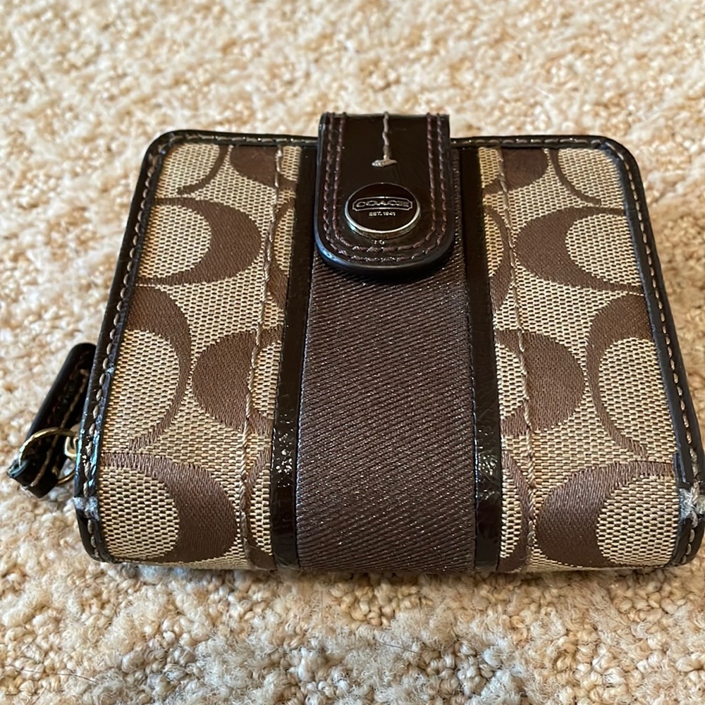 Coach Brown & Tan Wallet Logo Wallet
